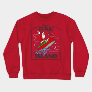 Oak Island, NC Christmas Vacationing Waterskiing Santa Crewneck Sweatshirt